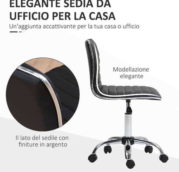 Icon Space Sedia da Ufficio con Ruote in Ecopelle colore Nero