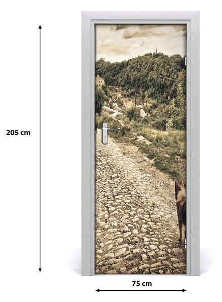 Adesivo per porta Due cani della collina 75x205 cm