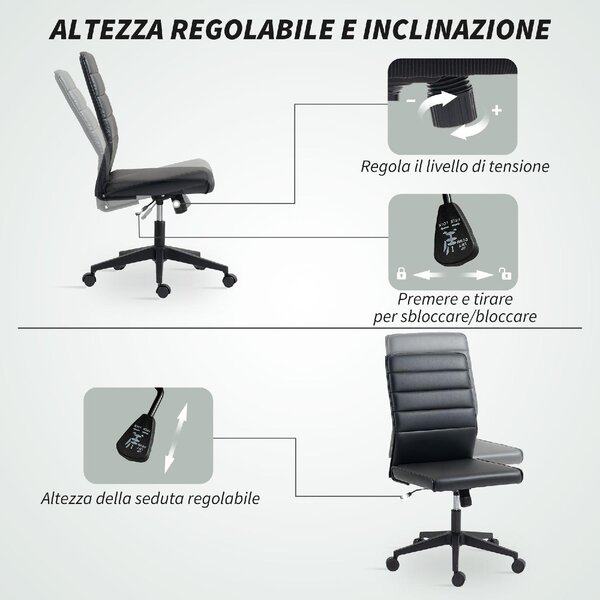Icon Space Sedia da Ufficio con Ruote in Ecopelle colore Nero