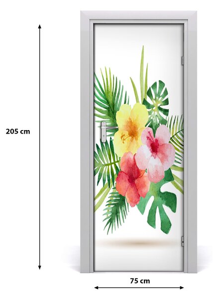 Adesivo per porta interna Fiori hawaiani 75x205 cm