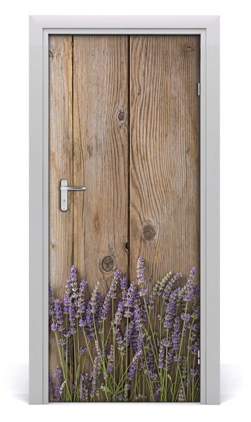 Adesivo per porta interna Lavanda sul legno 75x205 cm