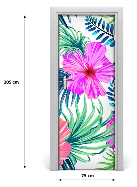 Adesivo per porta Fiori hawaiani 75x205 cm
