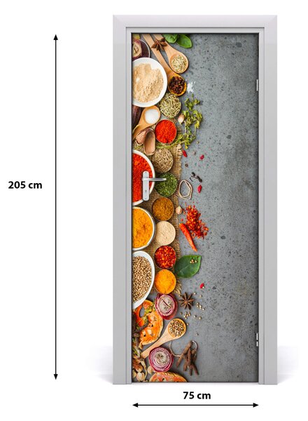 Adesivo per porta Spezie colorate 75x205 cm