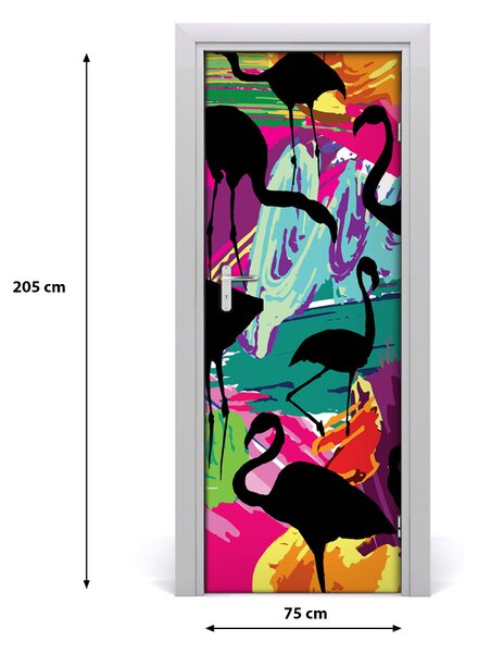 Adesivo per porta Fenicotteri 75x205 cm