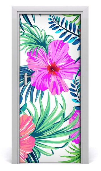 Adesivo per porta Fiori hawaiani 75x205 cm