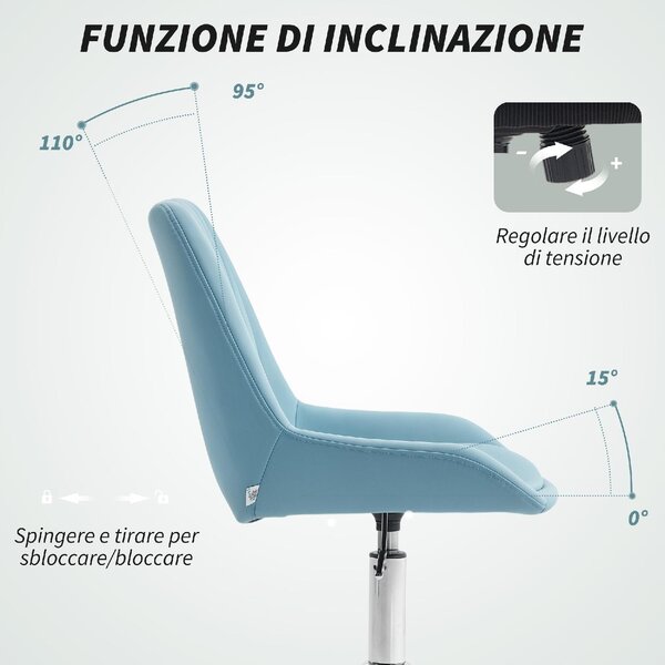 Icon Space Sedia da Ufficio con Ruote in Tessuto colore Blu