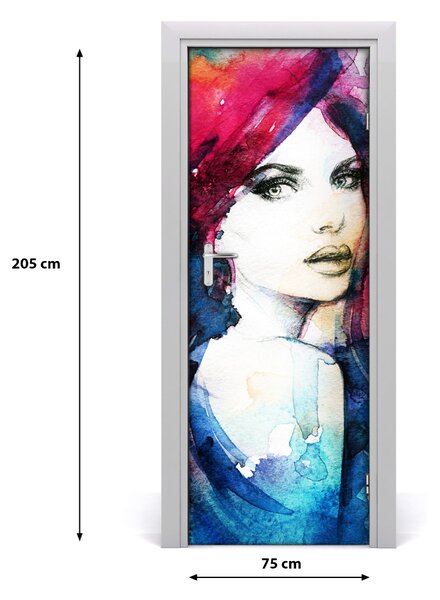 Adesivo per porta Donna di astrazione 75x205 cm