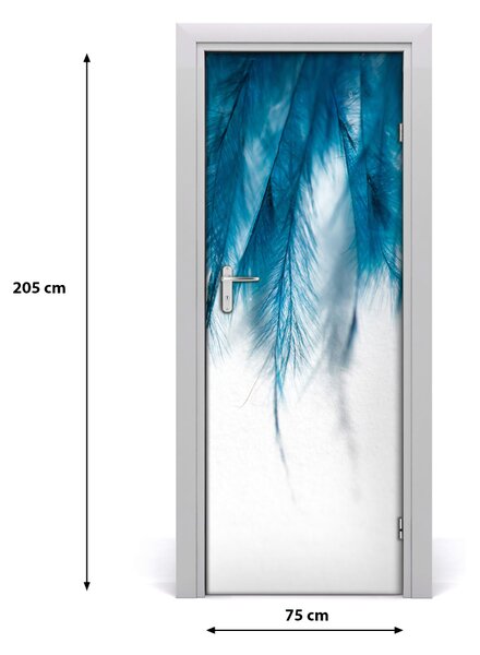 Poster adesivo per porta Piume blu 75x205 cm