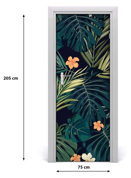 Adesivo per porta interna Fiori hawaiani 75x205 cm