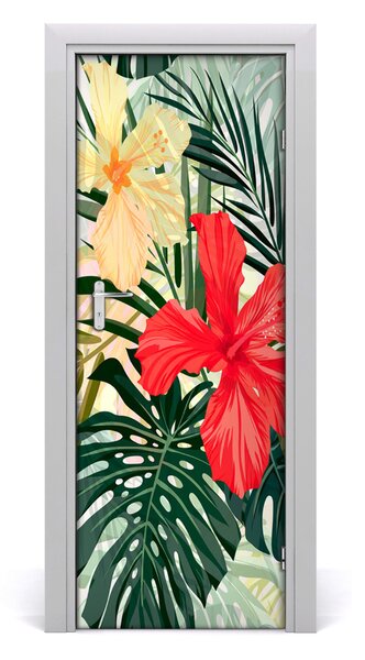 Adesivo per porta Fiori hawaiani 75x205 cm