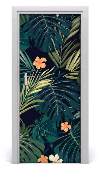 Adesivo per porta interna Fiori hawaiani 75x205 cm