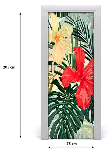 Adesivo per porta Fiori hawaiani 75x205 cm