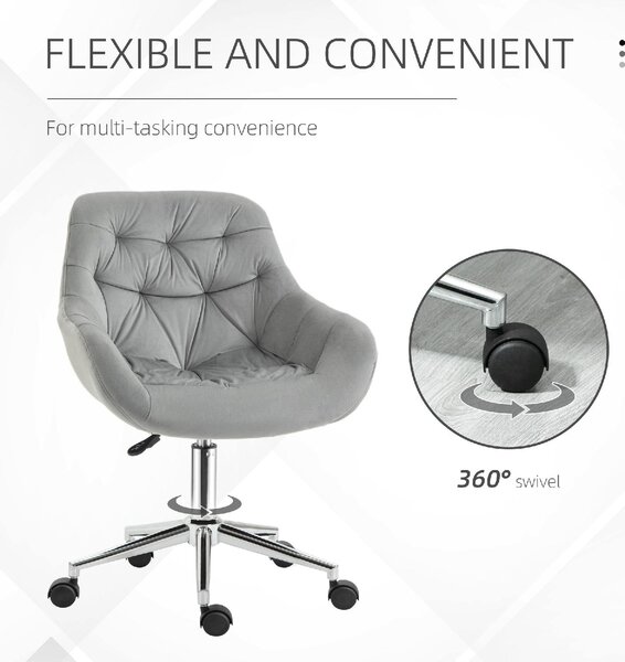 DecHome Sedia da Ufficio con Ruote in Tessuto colore Grigio