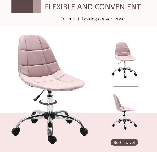 Icon Space Sedia da Ufficio con Ruote in Tessuto colore Rosa
