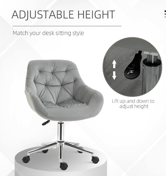 DecHome Sedia da Ufficio con Ruote in Tessuto colore Grigio