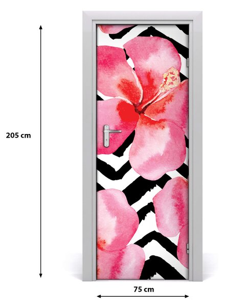 Adesivo per porta Fiori hawaiani 75x205 cm