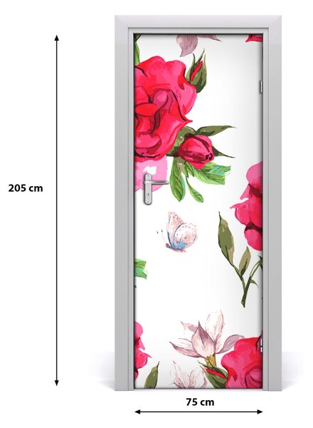 Adesivo per porta Rose rosse 75x205 cm