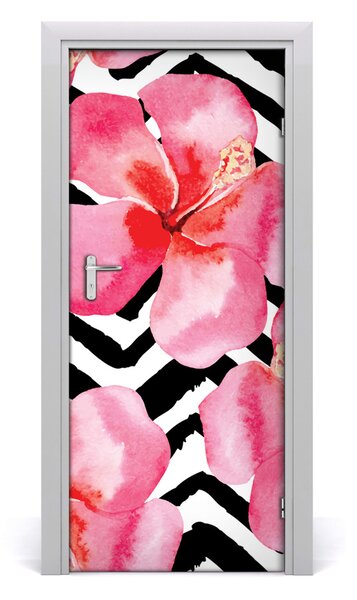 Adesivo per porta Fiori hawaiani 75x205 cm