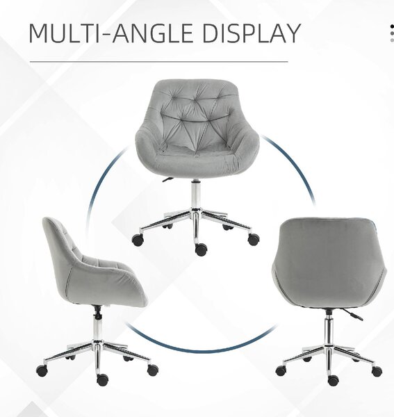 DecHome Sedia da Ufficio con Ruote in Tessuto colore Grigio