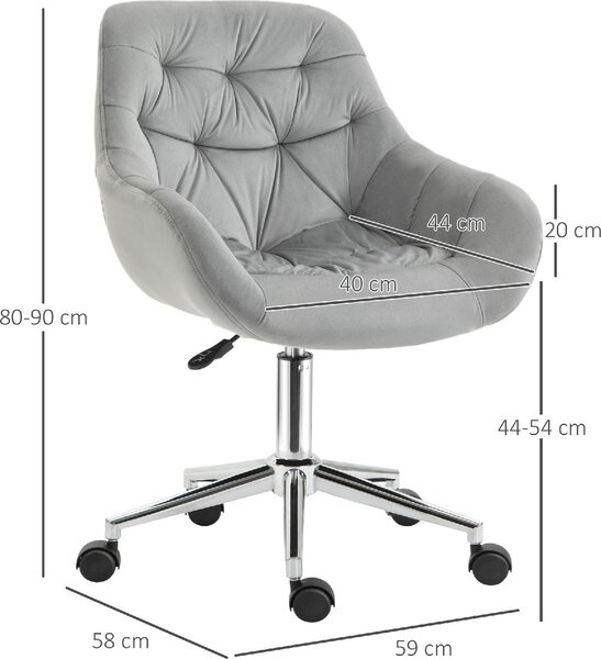 DecHome Sedia da Ufficio con Ruote in Tessuto colore Grigio