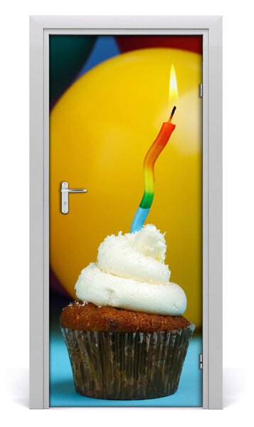 Adesivo per porta Cupcake di compleanno 75x205 cm