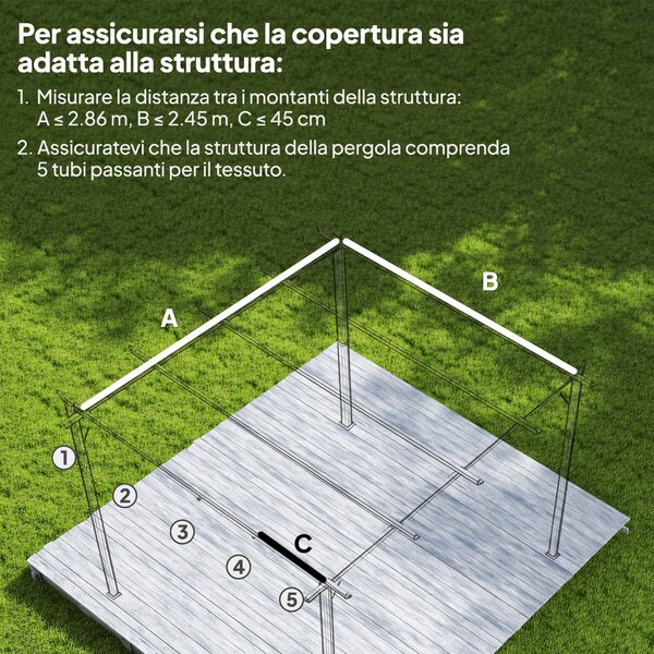Outsunny Telo Pergola per Esterni Anti UV in Poliestere Bianco Crema con 8 Fori di Drenaggio, 286x245 cm | Aosom Italy