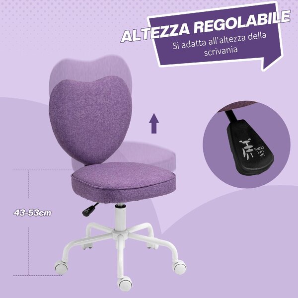 Icon Space Sedia da Ufficio con Ruote in Tessuto colore Viola