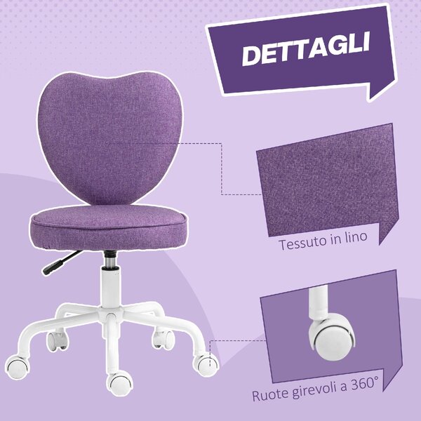 Icon Space Sedia da Ufficio con Ruote in Tessuto colore Viola