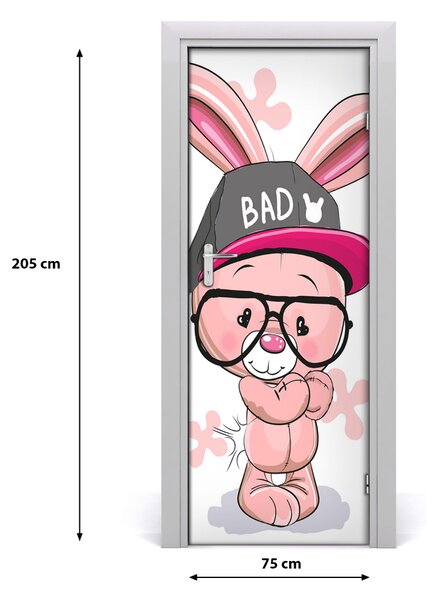 Adesivo per porta interna Coniglio in un cappello 75x205 cm