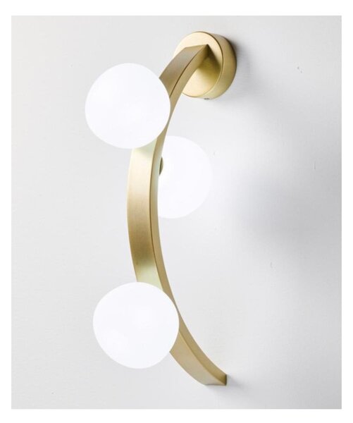 SUNSET LAMPADA DA PARETE ORO CON SFERE IN VETRO BIANCO LED 18W LUCE 3000K DIMMERABILE DESIGN MODERNO
