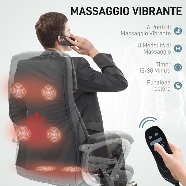 Icon Space Sedia Ergonomica con Ruote Braccioli e Poggiatesta in Ecopelle colore Grigio