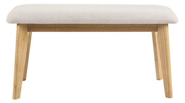 Panchina scandinava in tessuto effetto velluto testurizzato beige e legno chiaro L92 cm ELION