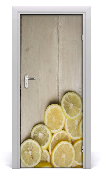 Adesivo per porta Limoni sul legno 75x205 cm