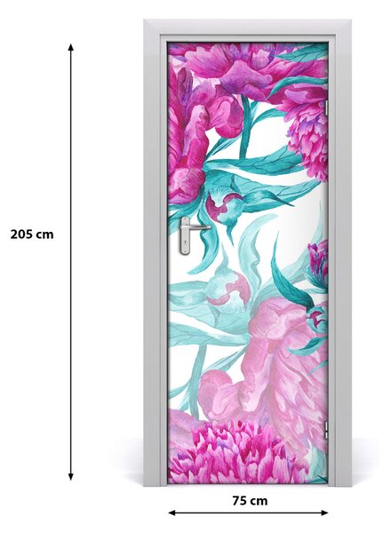 Poster adesivo per porta Peonie 75x205 cm