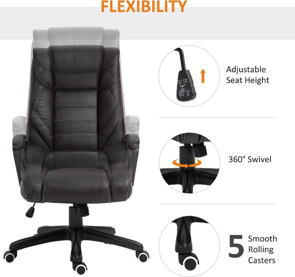 Icon Space Sedia Ergonomica con Ruote Braccioli e Poggiatesta in Ecopelle colore Nero