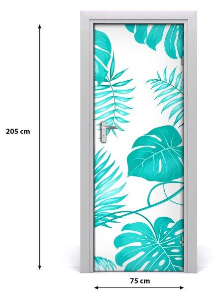 Adesivo per porta interna Foglie tropicali 75x205 cm