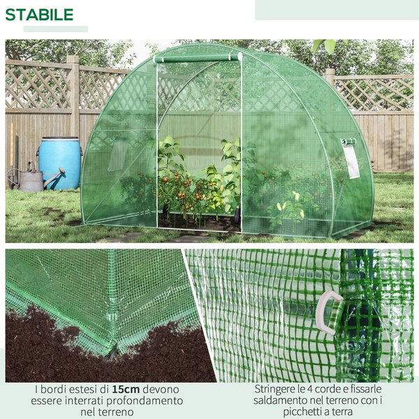 Outsunny Serra da Giardino con Porta Avvolgibile e Finestre, Copertura PE e Struttura in Acciaio, 150x300x200cm, Verde|Aosom