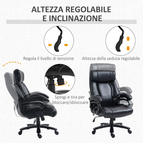 Icon Space Sedia Ergonomica con Ruote Braccioli e Poggiatesta in Ecopelle colore Nero
