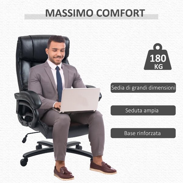 Icon Space Sedia Ergonomica con Ruote Braccioli e Poggiatesta in Ecopelle colore Nero