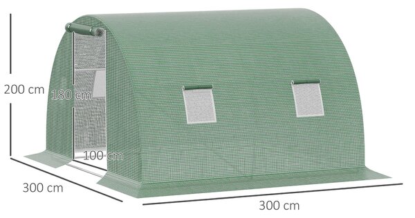 Outsunny Serra per Orto con Porta a Cerniera e 4 Finestre Avvolgibili in PE Anti-Raggi UV, Serra per Piante, Struttura in Acciaio, Verde | Aosom Italy