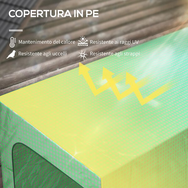 Outsunny Serra da Giardino a Muro con 2 Porte Avvolgibili e Copertura in PE Anti UV, 200x80x200cm, Verde|Aosom