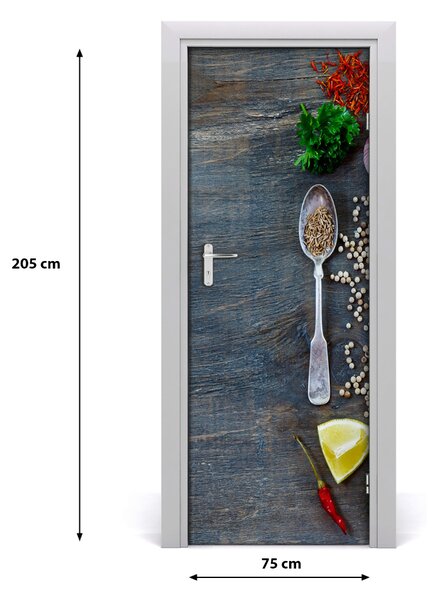 Adesivo per porta Spezie ed erbe 75x205 cm