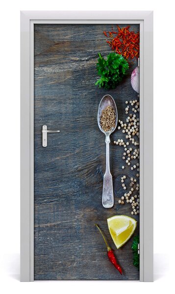 Adesivo per porta Spezie ed erbe 75x205 cm