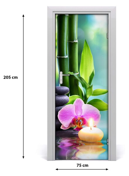 Poster adesivo per porta Orchidea e bamb? 75x205 cm