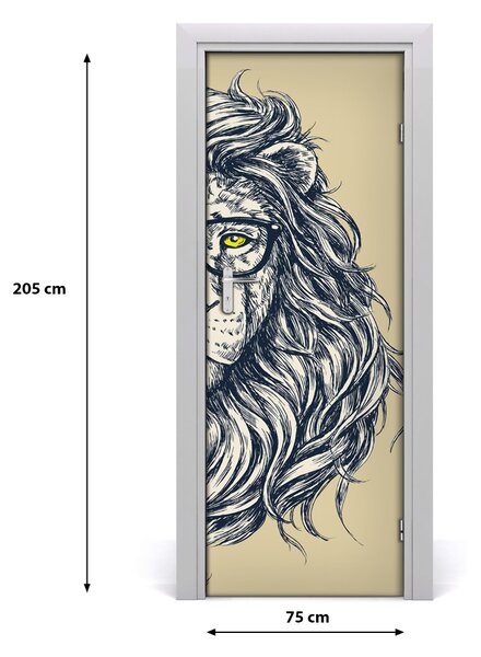 Adesivo per porta Leone hipster 75x205 cm