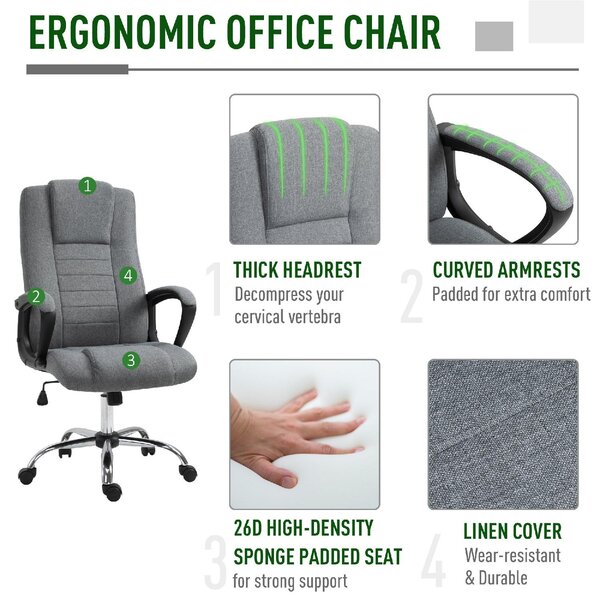 Icon Space Sedia Ergonomica con Ruote Braccioli e Poggiatesta in Tessuto colore Grigio