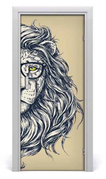 Adesivo per porta Leone hipster 75x205 cm