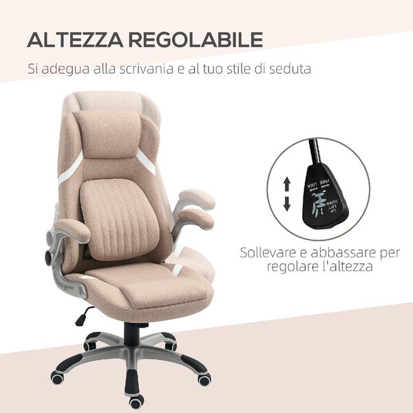 Icon Space Sedia Ergonomica con Ruote Braccioli e Poggiatesta in Tessuto colore Marrone