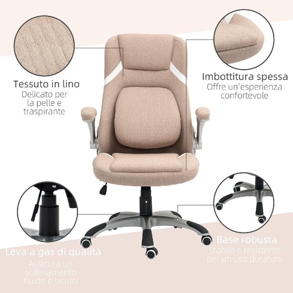 Icon Space Sedia Ergonomica con Ruote Braccioli e Poggiatesta in Tessuto colore Marrone