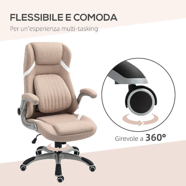 Icon Space Sedia Ergonomica con Ruote Braccioli e Poggiatesta in Tessuto colore Marrone